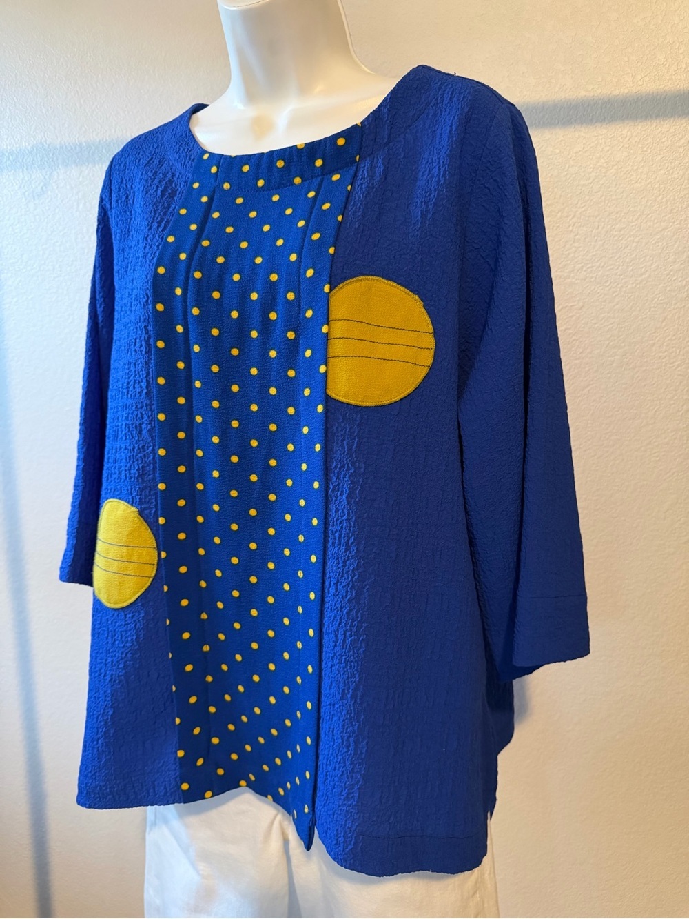Vintage Paco Soler Contrast Polka Dot Striped Top